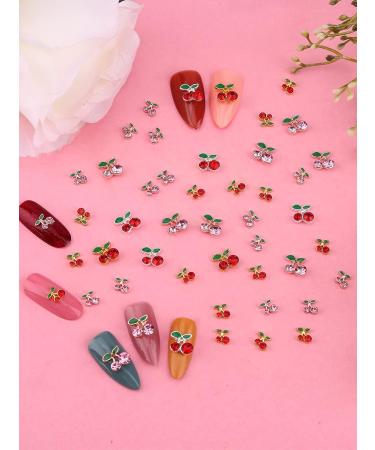Mixed Cherry Dangle Nail Piercing Crystal Rhinestones Charms Glitter  Diamond Gems 3D Pendant Jewelry Tips Nail Art Decoration