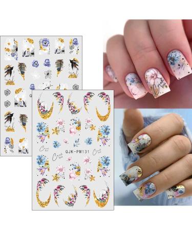 JMEOWIO 10 Sheets Glitter Spring Flower Nail Art Stickers Decals Self-Adhesive Colorful Summer Floral Nail Supplies Nail Art Design Decoration Accessories - Buy Online on GoSupps.com