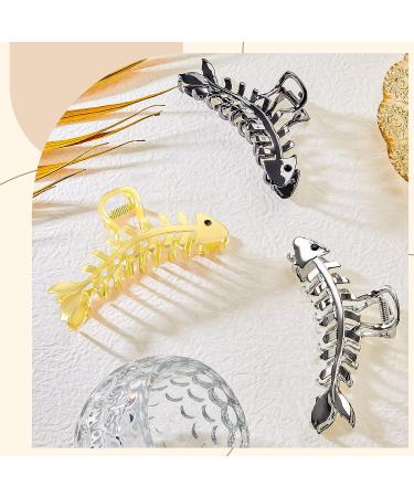 Jutom 3 Pcs Fish Bone Hair Clips Set - Gold, Silver, Large Metal Claw Clips for Thick & Thin Hair Styling - Non Slip Hair Accessories - Buy Online on GoSupps.com