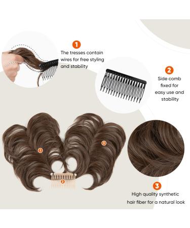 SARLA Messy Bun Hair Piece Side Comb Clip in Synthetic Hair Bun Hairpiece for Women Dark Brown Short Curly Wavy Versatile Adjustable Styles Easy Hair pieces Dark Brown-C - Buy Online on GoSupps.com