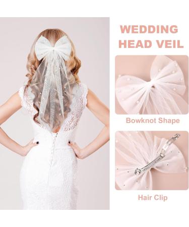 PEOVLVN White Hair Bow Bridal Hair Accessories Bride Bow Hair Clips Large Hair Bow Wedding Veil Bachelorette Party Favors Engagement Party Accessories Bride Bridesmaid Gifts - Buy Online on GoSupps.com