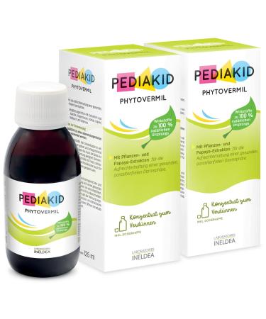 Pediakid - Phytevermil - Dietary supplements based on plant extracts - wears a healthy parasite -free intestinal sphere at - 2 bottles 125ml 2 x 125 ml