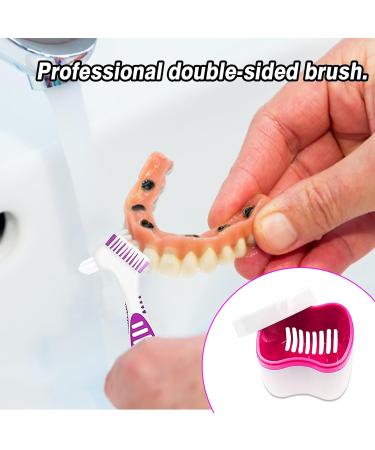 Buy Portable Denture Storage Box - Presses Container with Sieve for Travel | Red & Pink Prosthesis Cleaner - Buy Online on GoSupps.com