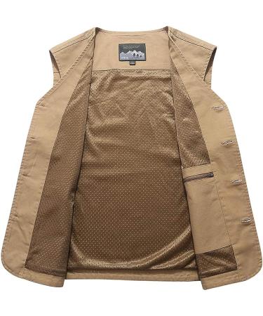 Gihuo Men's Khaki Fishing Vest - Utility Safari Travel & Military Work Vest (Large) - Buy Online on GoSupps.com