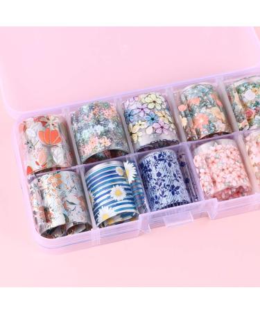 Flower Nail Foil 10 Sheet Vintage Floral Nail Transfers Decal Colorful Manicure Sticker for Wedding Party Holiday (Style D) - Buy Online on GoSupps.com