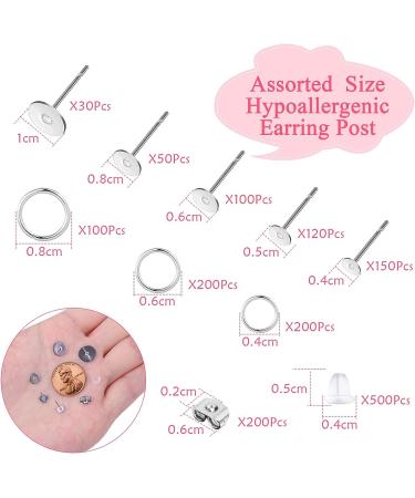 Hypoallergenic Stainless Steel Earring Making Kit - 1650pcs Posts, Backs, Studs, Jump Rings for DIY Jewelry - Buy Online on GoSupps.com