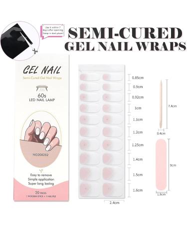 Semi Cured Gel Nails Strips Soft Self-Adhesive Gel Nail Stickers 20 Stickers French Nail Wraps Nail Gel Strips High Gloss Manicure UV/LED Lamp Required (45-French Line) - Buy Online on GoSupps.com