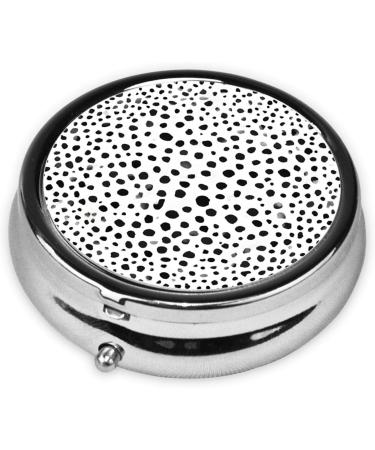 Shop Stylish Black & White Dot Round Pill Box - 3 Compartment Travel Organizer for Medicine & Vitamins - Buy Online on GoSupps.com