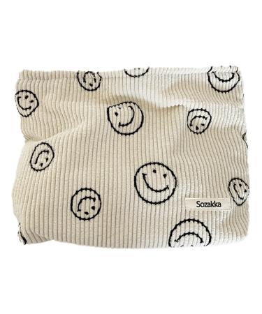 DSDFIDn Velvet Makeup Bag Cosmetic Bag for Women Large Capacity Canvas Makeup Bags Travel Toiletry Bag Accessories Organizer Purse beige smile
