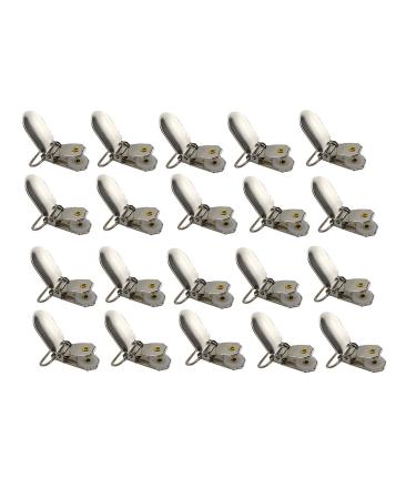 Acoser Metal Pacifier Clips with Round Inserts Ideal for Pacifier Suspenders Bibs or Toy Holders (20)