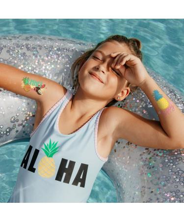 60-Piece Summer Temporary Tattoos for Kids - Pool Party Favors, Hawaiian Luau Beach Theme with Watermelon, Strawberry, Pineapple, and Flamingo Designs - Tropical Temporary Tattoo Stickers for Birthday and Pool Parties - Buy Online on GoSupps.com