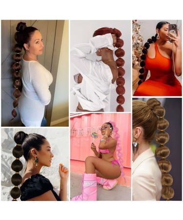 34 Inch Long Bubble Ponytail Extension for Black Women - Kinky Straight Afro Puff Ponytail Hair Extensions - Protective Style Lantern Ponytail Wrap Around with Hair Tie - Buy Online on GoSupps.com