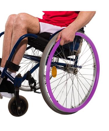 24in Silicone Wheelchair Push Rim Covers 1 Pair on-Slip Wear-Resistant Hand Push Cover Easy Installation/Easy Cleaning for Reduce Hand Wrist Forearm Sprains Purple