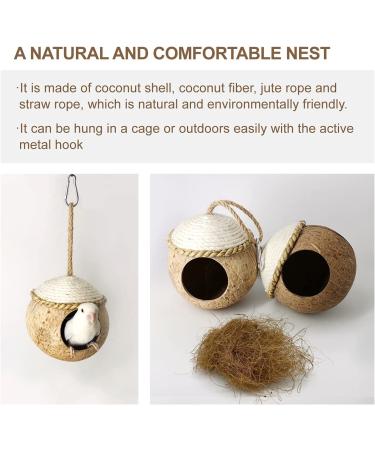 MISS FIRE Coconut Woven Bird House | Natural Coconut Cage with Cover for Parrot, Hamster, Squirrel, Rat, Lovebird, Finches - Buy Online on GoSupps.com