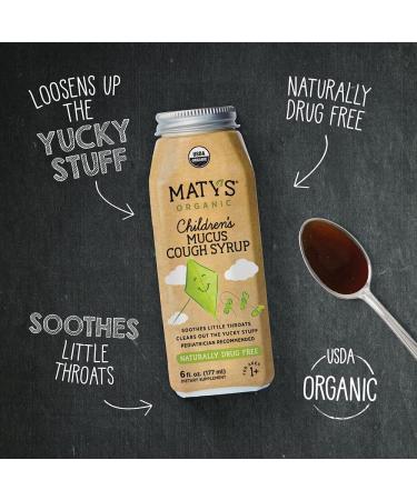 Maty's Organic Children's Mucus Cough Syrup - Honey, Thyme & Ginger - 6 fl oz - Buy Online on GoSupps.com