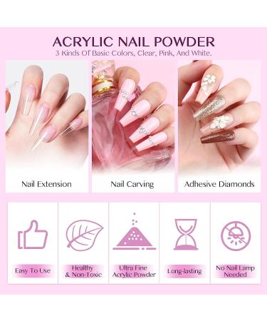 Saviland Acrylic Nail Kit with Drill - 0.5Oz Clear/White/Pink Acrylic Powder and Liquid Set Nail Drill Acrylic Nail Brushes, Acrylic Nail Tool Kit for Nail Extension Home DIY & Nail Salon A1- Acrylic Nail Kit with Drill - Buy Online on GoSupps.com