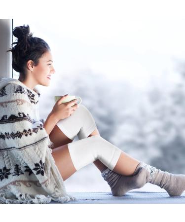 Buy Geyoga Knee Warmers - 4 Pairs Compression Sleeves for Men & Women | Winter Cycling & Ski Support - White Black Nude Gray - Buy Online on GoSupps.com