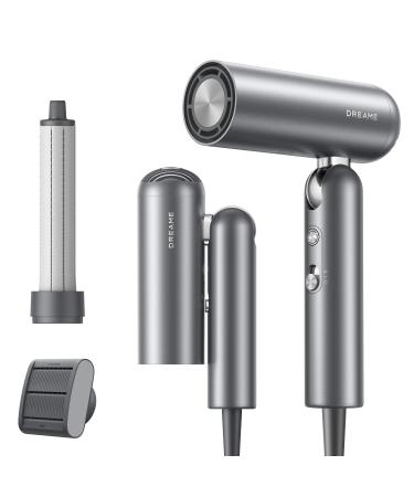 Dream pocket high-speed hair dryer 3 foldable shapes 300g 110 000u/min motor 300 million negative ions per cm 57 C constant temperature 40-second drying gray pocket gray