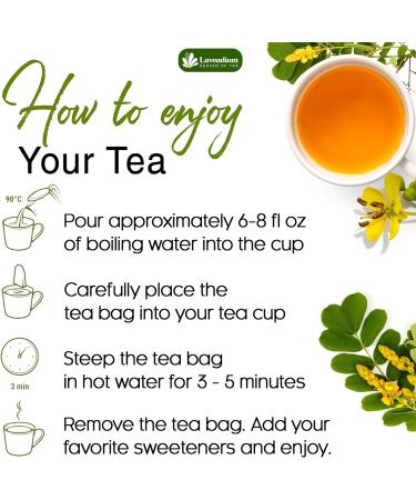 Lavendium Premium 30 Senna Leaf Tea Bags 100% Natural & Pure from Senna Leaves. Loose Leaf Senna Herbal Tea Made with Natural Material Tea Bags. No Sugar No Caffeine No Gluten Vegan. - Buy Online on GoSupps.com