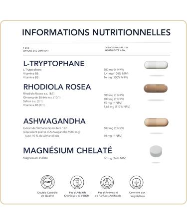 L-Tryptophane Magn sium Ashwagandha Rhodiola Gestion de l quilibre motionnel et de l nergie 4 Compl ments en 1 Paquet pour Bien- tre Mental et Vitalit I 28 Doses Journali res - Buy Online on GoSupps.com