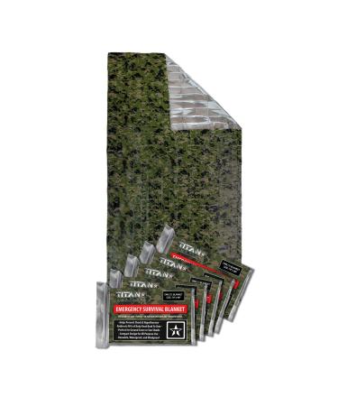 TITAN Survival Two-Sided XL Emergency Mylar Survival Blankets 5-Pack (Woodland CAMO) Woodland Camo (70" X 90")