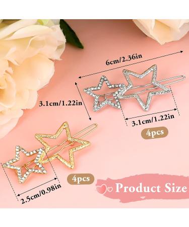 Hollow Star Hair Clips - Non-Slip Metal Geometric Barrettes with Rhinestones (8Pcs) - Stylish Hair Accessories for Women and Girls - Buy Online on GoSupps.com
