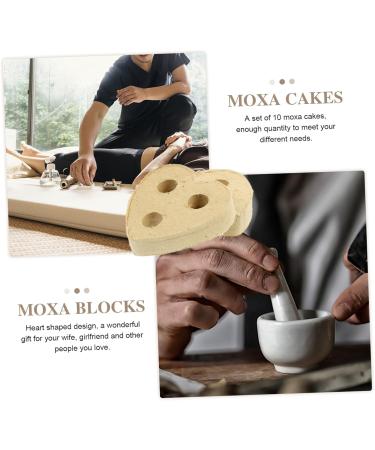 Cake Moxa Rolls Moxa Holder Moxa Sticks Chinese Moxibustion Pads Love Shaped Moxa Cakes Chinese Cake Khaki Love Moxibustion Mat Chinese Mugwort Stickers 10pcs - Buy Online on GoSupps.com