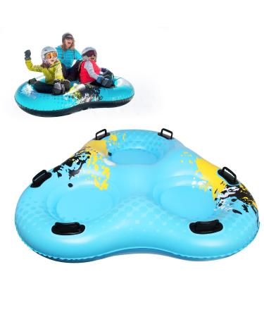 60 Inch Inflatable Snow Tubes Sled for 3 Kids/2 Adults Super Big Heavy Duty Snow Sleds with 6 Handles Made by Thickening Material of 0.8mm