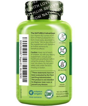 NATURELO Vitamin D - Plant Based from Lichen - 180 Mini Capsules Vegan B12 1000 mcg Methylcobalamin - 90 Capsules - Buy Online on GoSupps.com