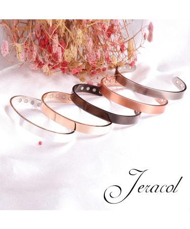 Jeracol Copper Magnetic Bracelet - Adjustable Cuff Bangle with 8 Magnets - Men Women - Simple Style - Gift Box Included - Buy Online on GoSupps.com