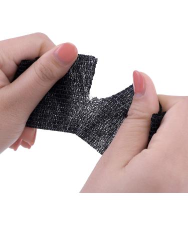 12 Pack Self Adhesive Bandage Wrap Tape for Sports, Wrist, Ankle - Black, 2 Inches x 5 Yards - Cohesive & Stretchy - Buy Online on GoSupps.com