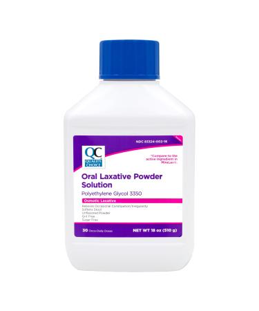 Quality Choice Oral Laxative Powder for Occasional Constipation and Irregularity. 30 Dose Stool Softener Unflavored Grit Free Sugar Free.