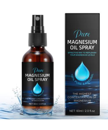 2 Fl.Oz Magnesium Oil for Feet - Pure Magnesium Oil Spray Organic - High Concentration - Natural Relief Improves Sleep - Skin Health Muscle Recovery - Use as A Deodorant - Pharmaceutical Grade