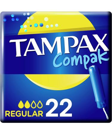 Tampax Compak Regular Tampons with Applicator - 22 Pieces | Discreet Protection Against Leaks - Fresh & Reliable Shipping Worldwide - Buy Online on GoSupps.com