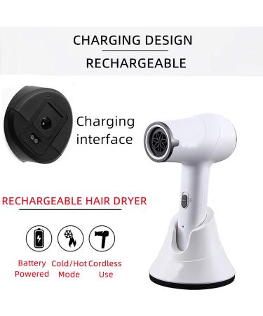 Travel Hair Dryer Portable Rechargeable Hair Dryer Cordless Hair Dryer with Charging Base Hot and Cold 3 Speeds Gift for Women - Buy Online on GoSupps.com