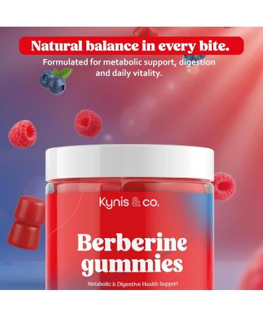 Kynis & co. Berberine Gummies with Ceylon Cinnamon and Apple Cider Vinegar - Sugar Free - Blueberry and Raspberry Flavor - 60ct - Supports metabolic and Digestive Health - Buy Online on GoSupps.com