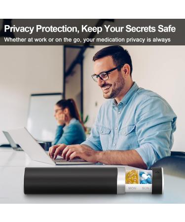 7 Day Pill Organizer for Travel - Cute Portable Medicine Holder | Daviky Weekly Pill Box for Vitamins Medications & Supplements (Black - Buy Online on GoSupps.com