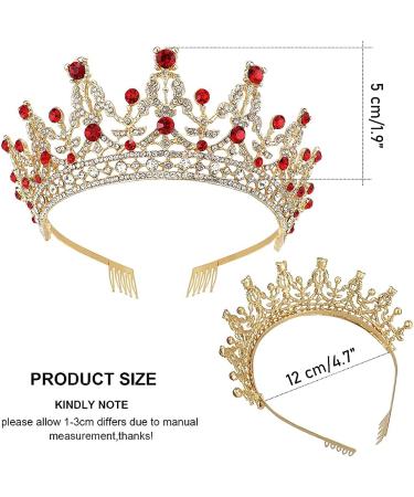 Gold Red Crystal Tiara Crown Headband for Women and Girls - Perfect for Birthday, Bride, Bridesmaids, Prom, Halloween, Christmas - Ideal Hair Accessory for Parties and Cosplay - Buy Online on GoSupps.com