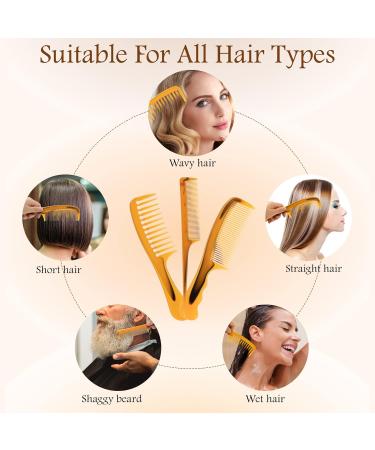3-Piece Hair Comb Set: Tail, Wide Tooth, & Fine Comb | PROUSKY Anti-Static Hairdressing Combs in Yellow - Buy Online on GoSupps.com