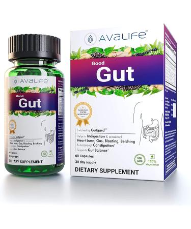 AVALIFE Good Gut Digestive Support Supplement with Papaya Leaf Extract & Licorice Root (60 Capsules) - Herbal Detox Cleanse for Gut Health for Men & Women | Gluten Free Vegan Non-GMO