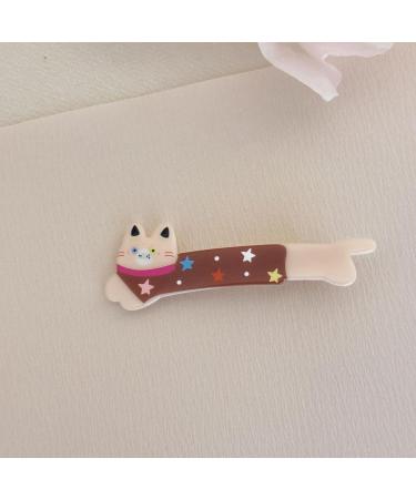 amangul Hair Clip Acrylic Alligator Clip Hair Accessory Cute Cartoon Print Hair Barrettes for Women and Girl(Blue Plaid Cat) - Buy Online on GoSupps.com