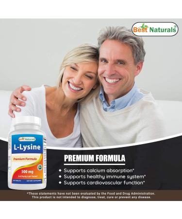 Best Naturals L-Lysine 500mg 250 Tablets - 250 Count Pack - Immune Support Supplement - Buy Online on GoSupps.com