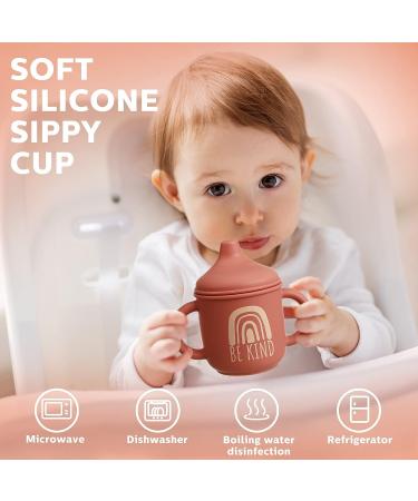 2 Pcs Silicone Sippy Cup Training Cup for Baby 6 Months+ - Spill Proof Sippy Cups for Toddlers - Easy Grip 5 oz - Cute Style - Light & Dark Orange - Buy Online on GoSupps.com