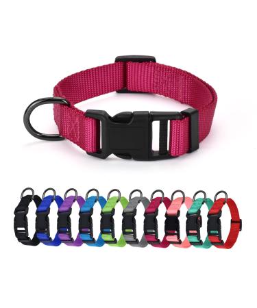 Audwud thick nylon neck band classic adjustable dog collar in several colors suitable for small medium and large dogs 4 sizes L: 42-63 cm very berry