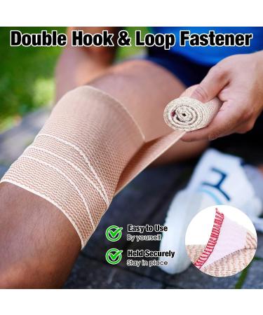 Elastic Bandage Wrap Set - 24 Pcs 2/3/4/6 Inch Compression Bandages with Self Closure, Clips - Stretch up to 15ft - Washable, Reusable for Sports, Medical Injury Recovery - Buy Online on GoSupps.com