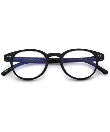 Anti Blue Light Retro Spring Hinge Round Computer Reading Glasses - Shiny Black 0.0x - Buy Online on GoSupps.com
