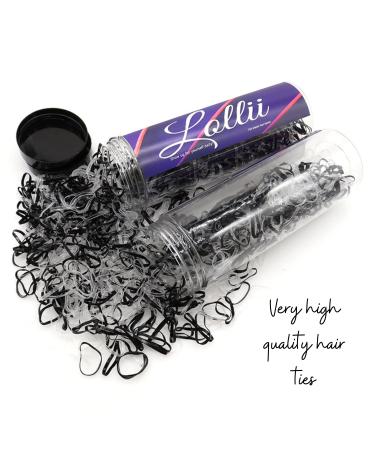 Lollii 750 Count Pack of Black and Clear Elastic Hair Ties for Baby, Women, Girls, and Kids - Stretchy Ouchless Hair Bands - Buy Online on GoSupps.com
