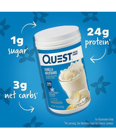 Quest Vanilla Milkshake Protein Powder 24g Protein 1.6lb + Quest Nacho Cheese Tortilla Style Protein Chips 18g Protein Pack of 12 - Buy Online on GoSupps.com
