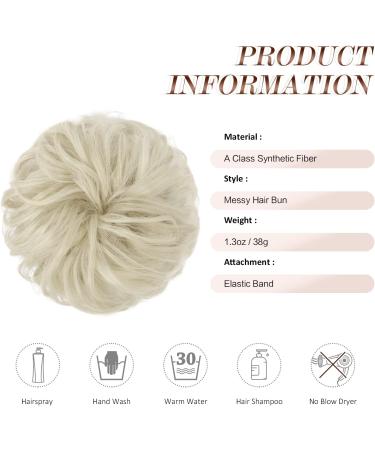FESHFEN Synthetic Messy Bun Hair Piece in Ash Platinum Blonde - Updo Hair Extension for Women, Girls, Kids - 38g - Buy Online on GoSupps.com