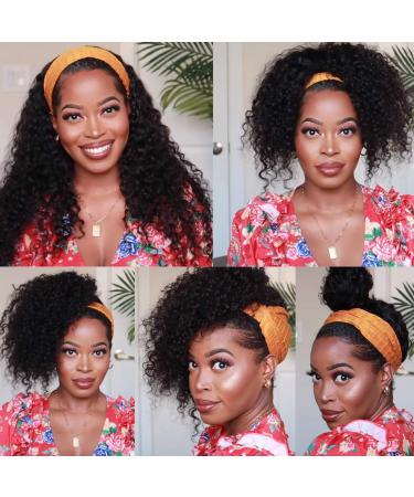 Curly Human Hair HeadBand Wig for Black Women - 18 Water Wave, 150% Density, Brazilian 10A - Buy Online on GoSupps.com